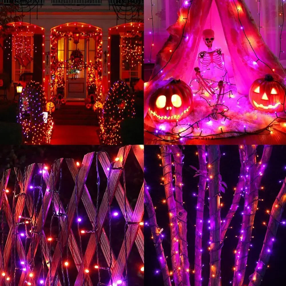 Halloween String Lights 164FT 500 LED Purple Orange 8 Modes Indoor Outdoor Decor